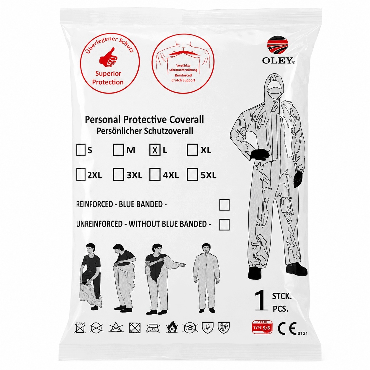 Jednorázový ochranný oblek Oley, velikost 2XL