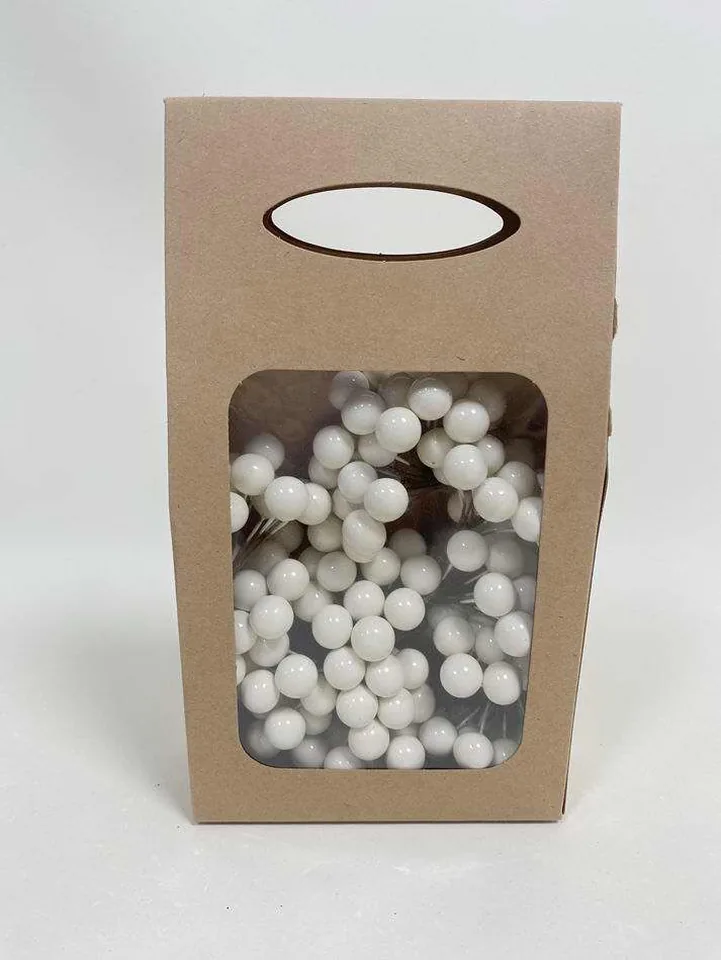 Jarzębina na piku plastikowa biała, śr. 1,2 cm, 12 szt 1069-19