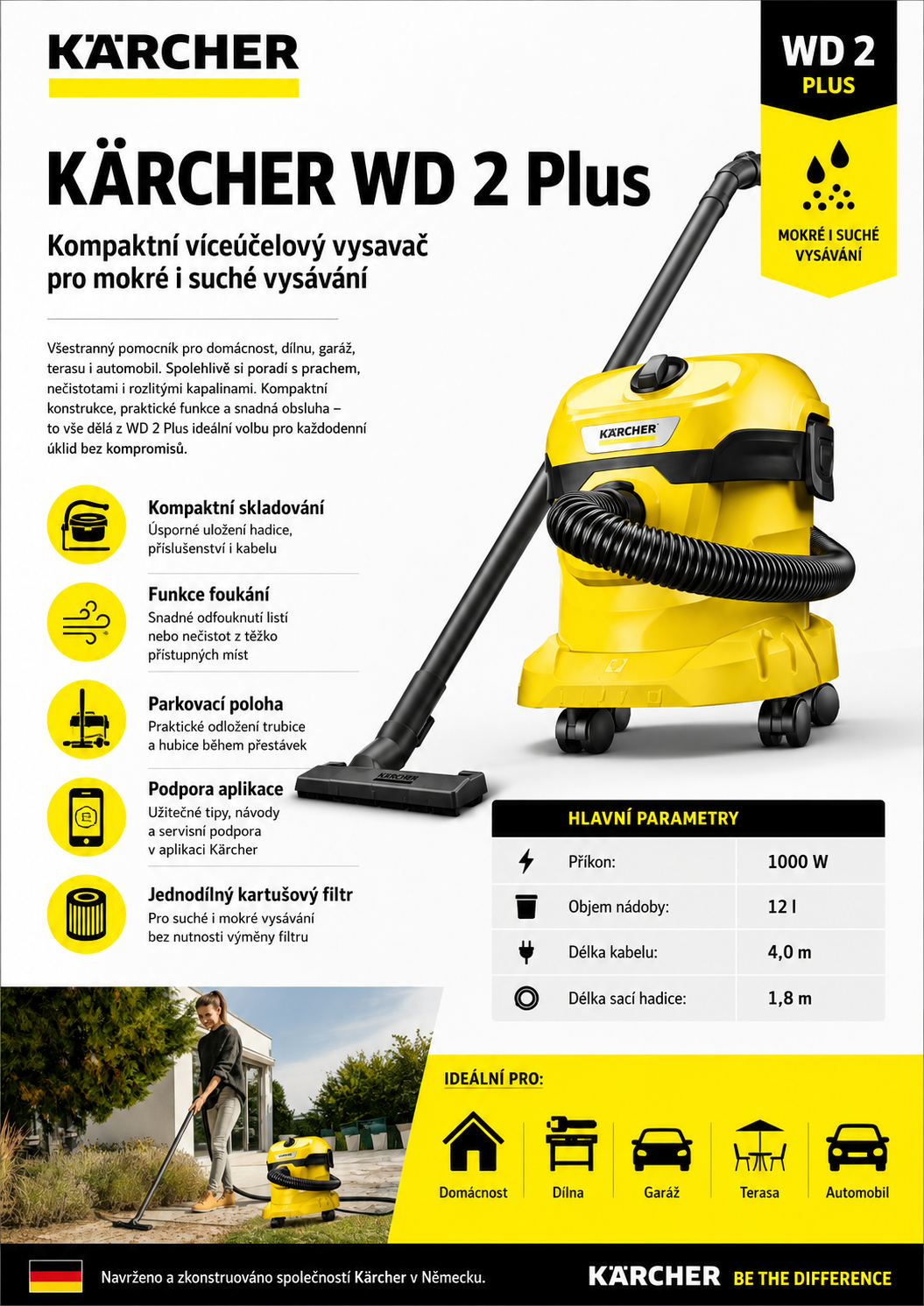 Kärcher WD 2 Plus V-12/4/18/C mokro-suchý vysavač
